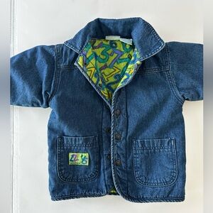 VTG 90’s Weebok Blue Jacket with Vibrant Numerical Lining, 12 Months, Cotton